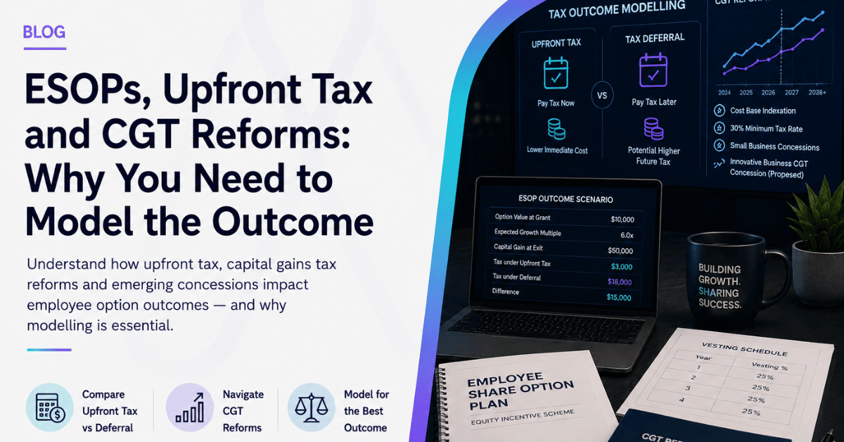ESOPs, Upfront Tax and CGT Reforms: Why You Need to Model the Outcome